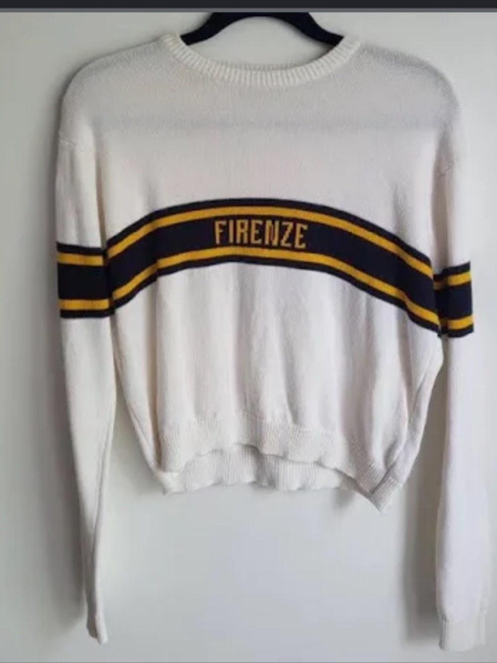 Brandy Melville, one size Crewneck Sweater in Cream, Navy & Gold